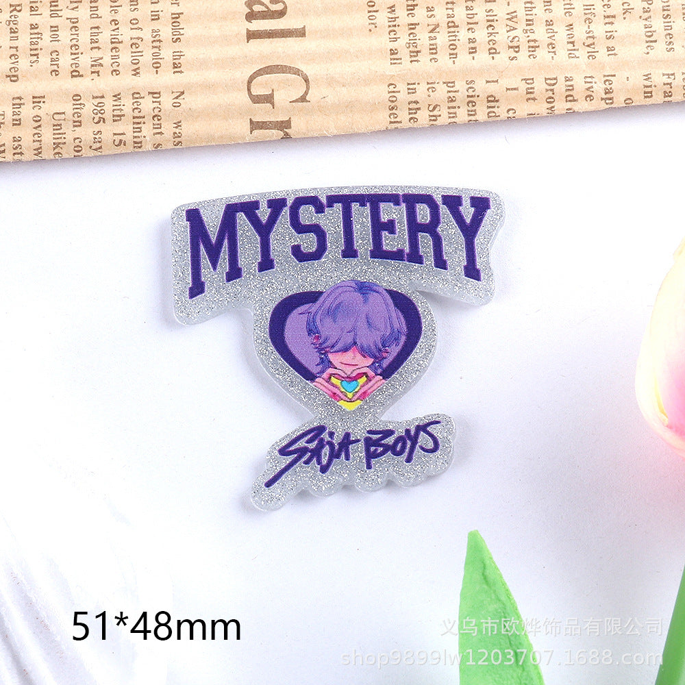Wholesale 10pcs/ pack Cartoon Girl Cute Pendant Acrylic Pin DIY Accessories
